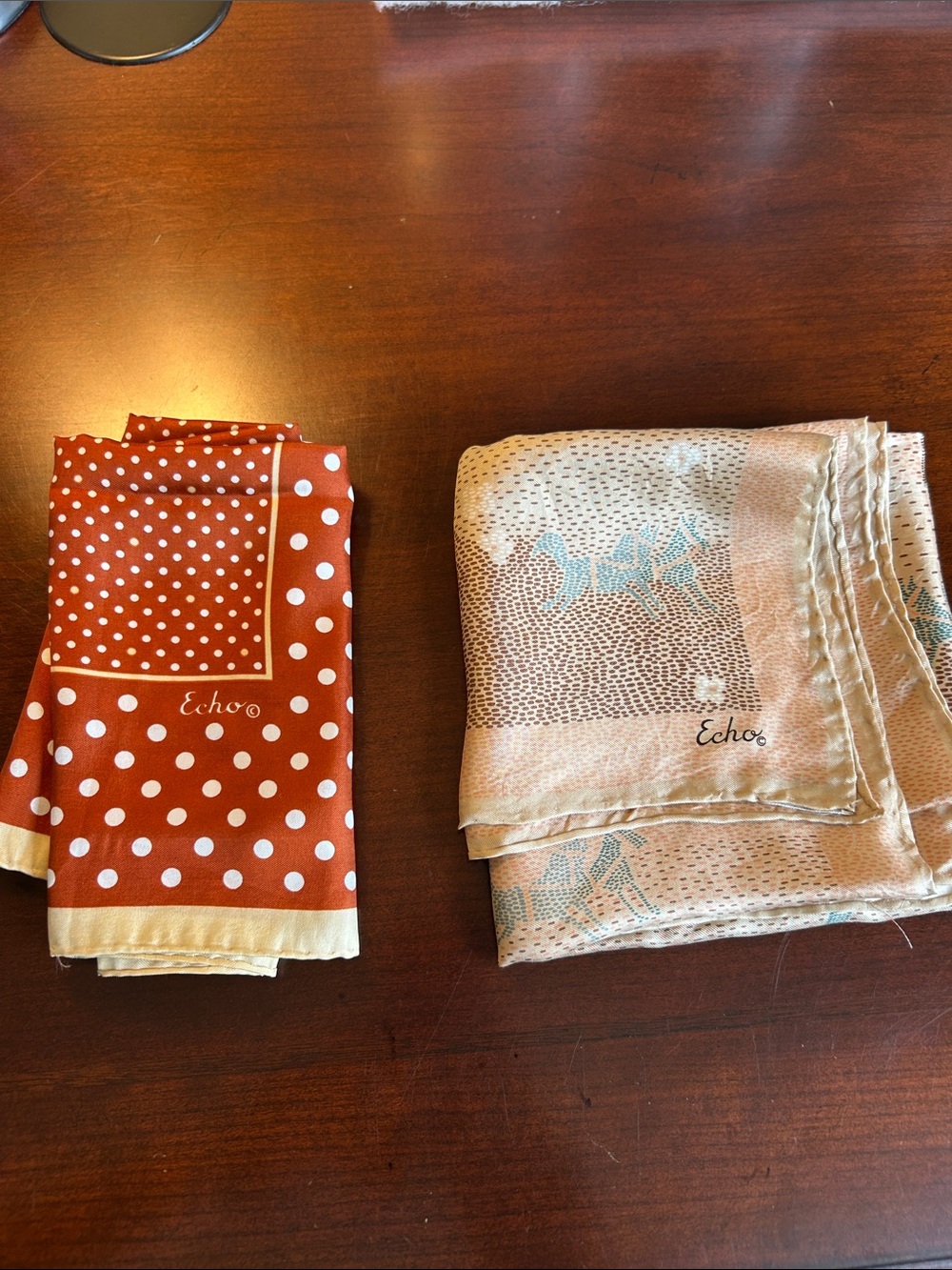 2 in lot Echo scarves for fall pure silk high quality fabric Evc hand rolled